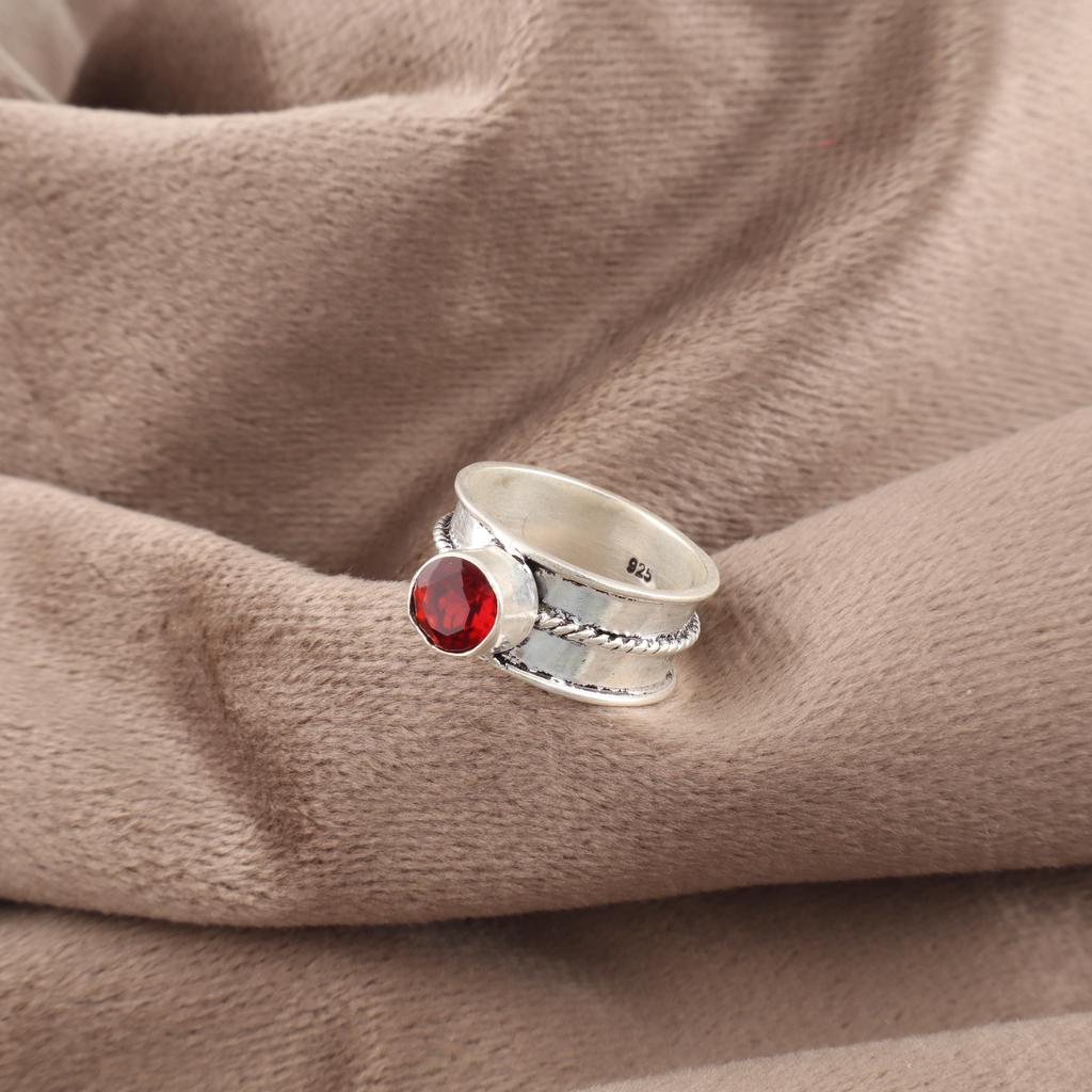 Red Garnet Jewelry, 925 Solid Sterling Silver Ring, Handmade Gemstone Jewelry Ring For Memorial Day