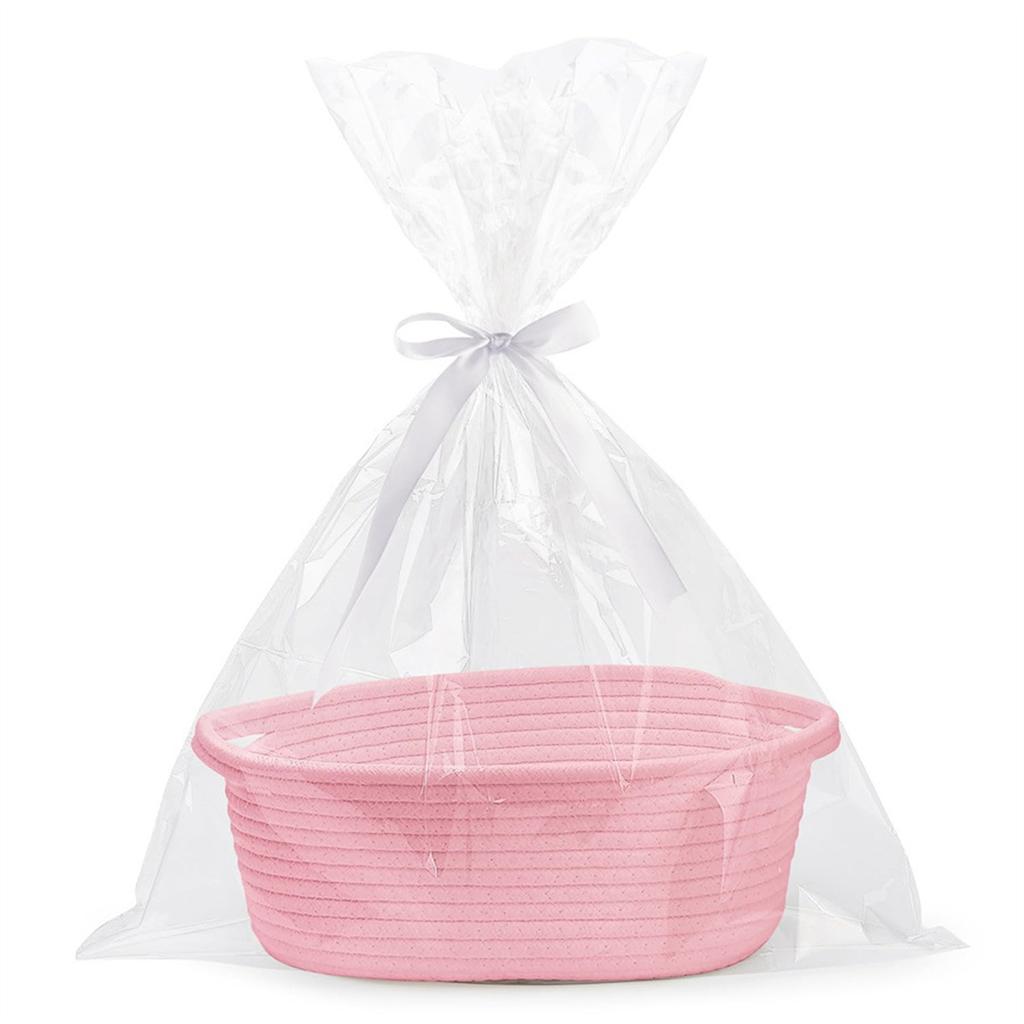 Spacious Woven Storage Basket With Durable Cotton Rope And Elegant Handle Woven Storage Holder For Home Organization