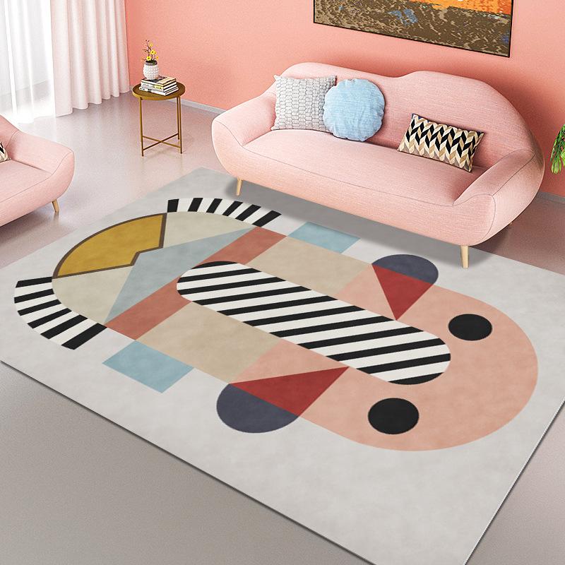 Retro Geometric Style Living Room Carpet Bedroom Bedside Carpet Modern Minimalist Luxury Floor Mat