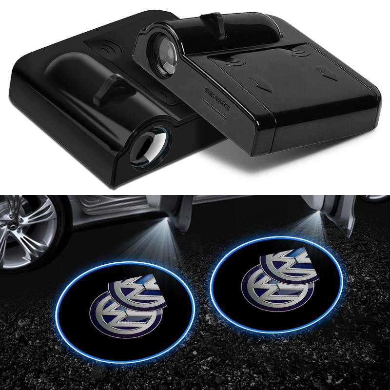 2pcs Wireless HD Courtesy Lamp Car Door Projector Welcome Light For Volkswagen VW RLine R Golf Amarok T5 Phaeton ID3 Tiguan GTI