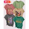 Follow a specific direction Five-piece set for women T T-shirt with butterfly inspirational print Summer casual wear Short-sleeved shirt for work