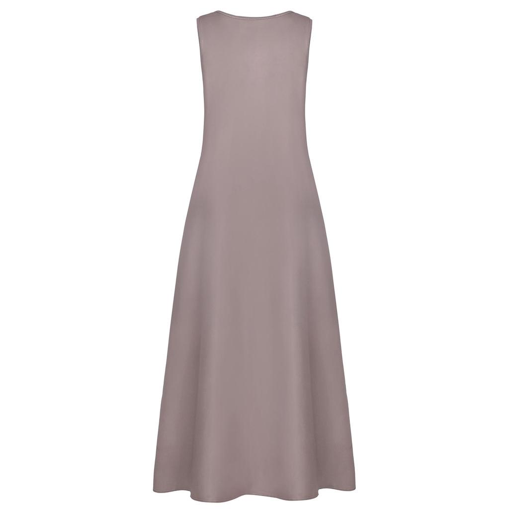 2023 Summer Plus Size Women's Retro Sleeveless Pocket Long Dress