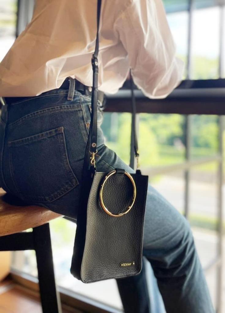 Die 2-Wege Armbandtasche Made in Japan Echtes Leder Umhängetasche Handtasche Handgefertigt [el K'leur] K'leur (Matt-schwarz)