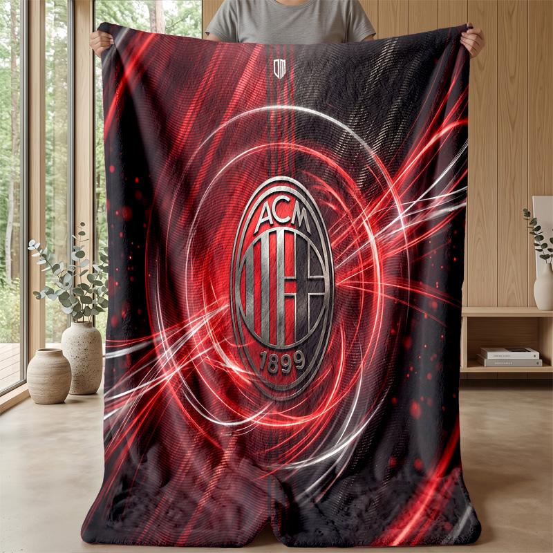 AC Mailand Thema Decke Weiche Flanelldecke Plüsch Überwurfdecke Gemütliche Sofa Bettdecke für Heimdekoration