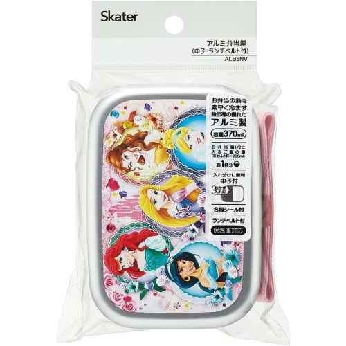 Skater Bento Box Aluminum 370ml Warm Ware Compatible for Children Disney Princess 24 Made In Japan ALB5NV-A