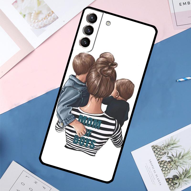 Baby Mama Tochter Mädchen Sohn Papa Hülle Für Samsung Galaxy S25 Ultra S24 S23 S22 S21 Ultra S9 S10 Plus S23 FE S25 FE Rückabdeckung