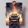Klassieke Auto in Dramatische Lucht Poster Aangepaste Vintage Metalen Borden Muurkunst Retro Blikken Bord voor Garage Gamer Kamer Decoratie