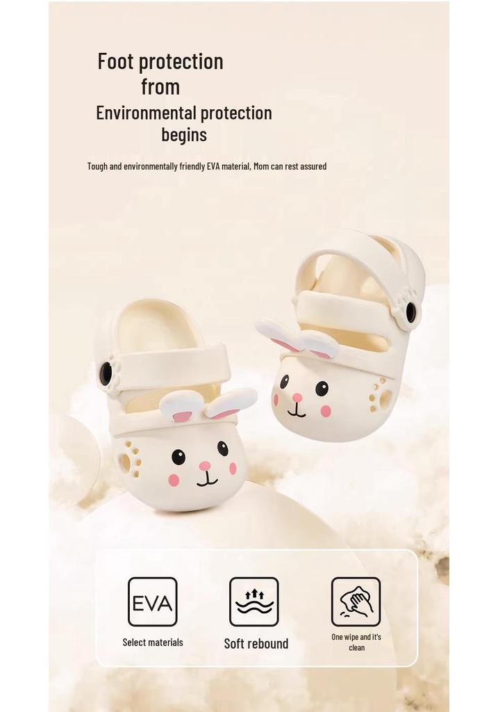 2026 Summer Girls' EVA Non-slip Odor-resistant Soft Sole Rabbit Clogs for Kids & Parents.