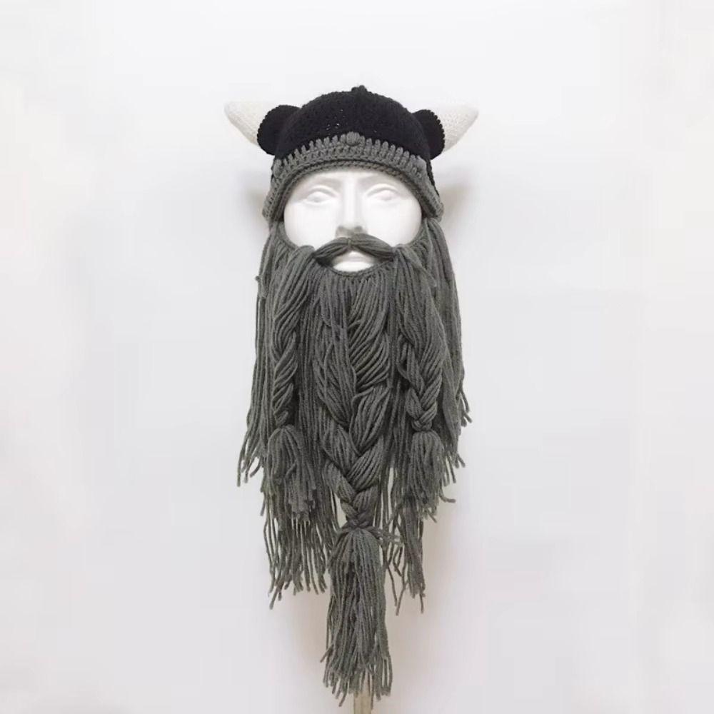 Winter Warm Wikinger Bart Mütze Handgestrickt Große Bart Maske Hut Perücke Bart Hüte Kostüm Zubehör