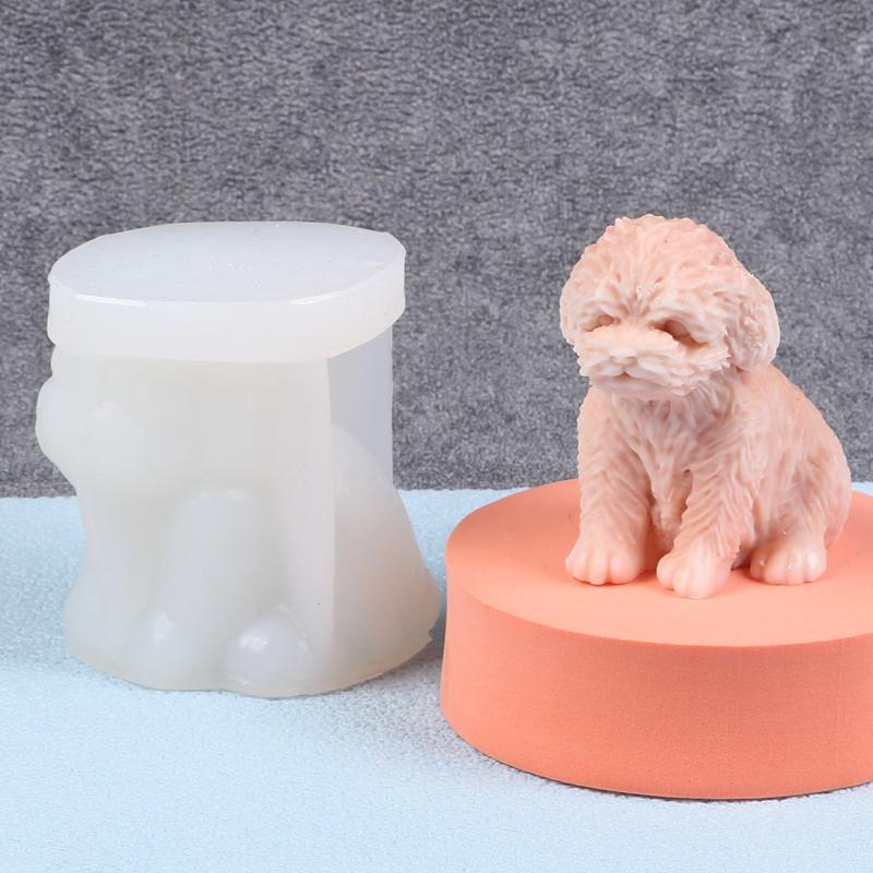 3D Teddy Silicone Candle Mold Dog Pet Puppy Soap Aromatherapy Ornament Wax Clay Plaster Epoxy Resin Molds Home Decor