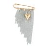 Sturdy Alloy Heart Shape Brooch Multiple Tassels Exaggerated Styles Color Block Fashion Accessory