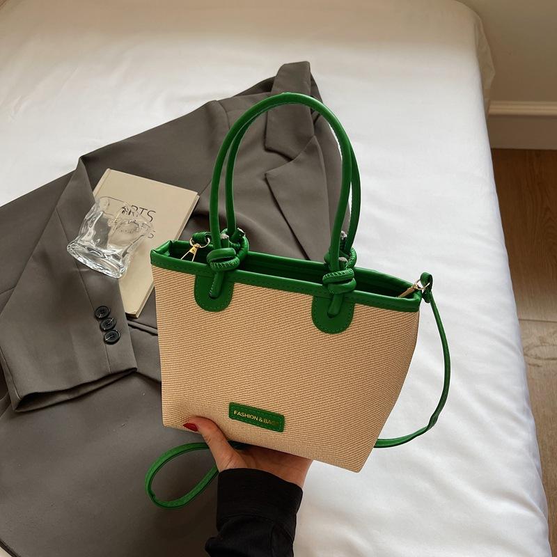 Vegetable Basket Contrasting Color Splicing Women's Summer New Lightweight Portable Shoulder Crossbody Small Square Bag