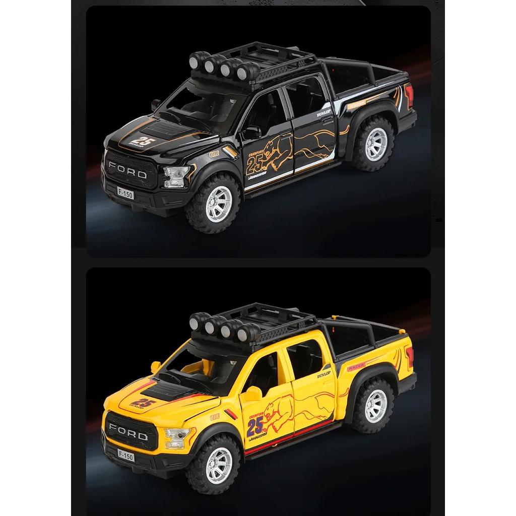 1/32 Ford F150 Raptor Legering Bilmodell Lyd og lys Trekk tilbake Barneleke Samleobjekter Bursdagsgave