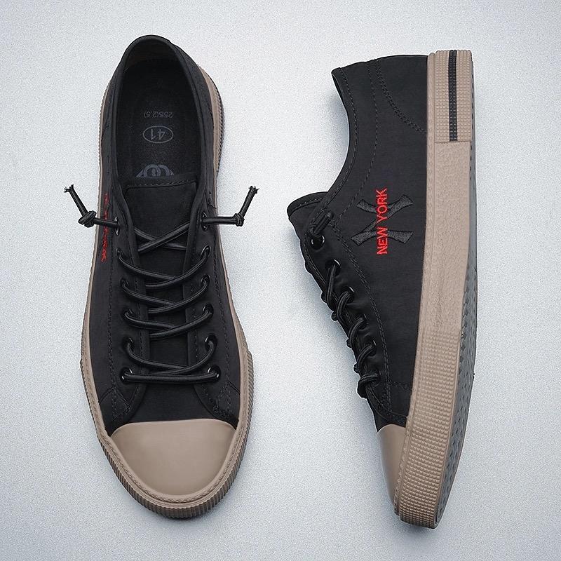 N Y Logo Mens Canvas Casual Shoes Lightweight Sports Shoes Casual Mesh Breathable Vulcanized Shoes Classic Fashion Lace Up Shoes