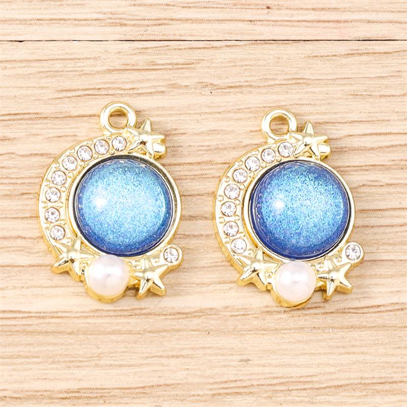 5pcs 14x20mm Elegant Colorful Crystal Moon Charms Pendants for Jewelry Making Drop Earrings Necklaces Bracelets DIY Crafts Gifts