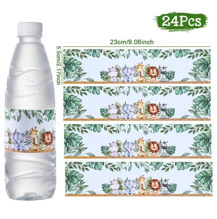 

24 шт. наклейки на бутылки с водой в виде животных джунглей этикетка Safari 1st Wild One Birthday Party бутылки обертывания Baby Shower Safari Party