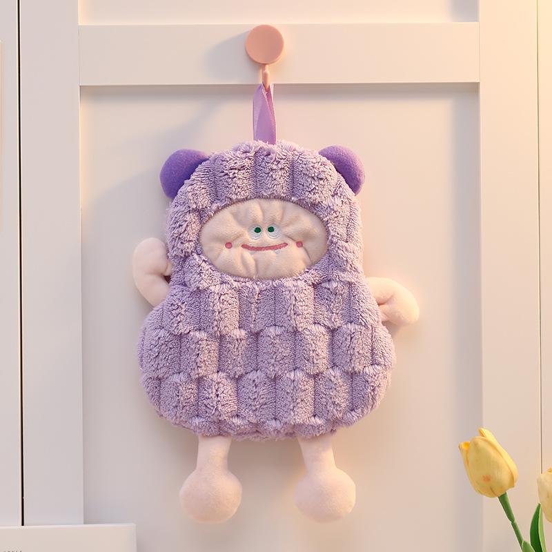 

1 шт. подвесные двухслойные полотенца для рук, квадратные полотенца из кораллового бархата, детские полотенца для рук, носовые платки, тряпки для кухни и ванной, впитывающие полотенца 1pc фиолетовый