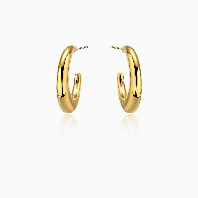 Minimalist C-Shaped Hoop Earrings for Women - European & American Summer Style