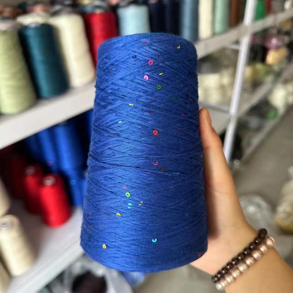 400g Pearl Sequin Yarn Thread,Cotton Thread Handmade DIY Crochet Thread, Soft Summer Hand Woven Yarn Knitting&Crocheting