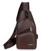 Homefish Simple and Fashionable Casual Solid Color PU Multifunctional USB Charging Zipper Chest Bag Crossbody Bag for Commuting