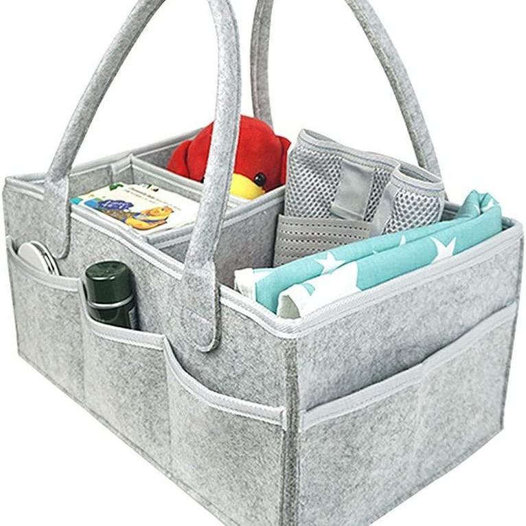 Foldable Diaper Tote Bag: Multifunctional Non-woven Handbag for Baby Supplies and Mommy Travel.