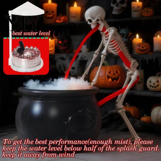 Luz Ambiental Misteriosa para Bar Halloween Caldero de Bruja Máquina de Humo, Generador de Niebla Ultrasónico con LED Brillante, Efecto de Humo Mágico Espeluznante