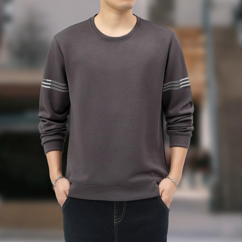 Men's Plus Size Hoodie, Cotton Long Sleeved T-shirt, Round Neck Undershirt, Casual Top