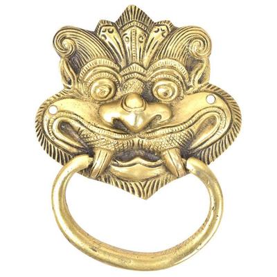 Indian-Shelf Drachenkopf Messing Eingangstürklopfer - Goldene Haupttür Dekorationsartikel Messing - Georgianischer Türring-Klingel
