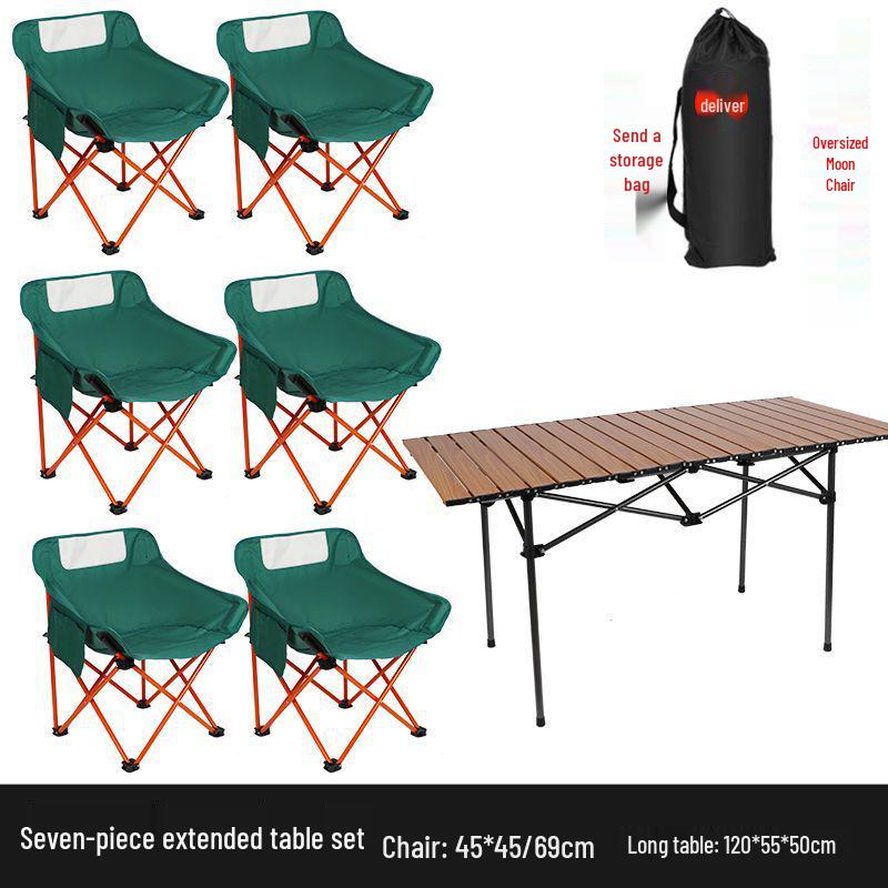 Outdoor Folding Camping Table & High-Back Chair Set