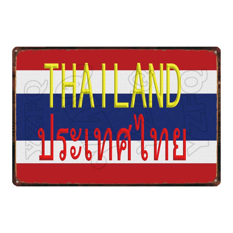 Thailand Tarvel City Tin Sign Bangkok Plaque Metal Vintage Elephant  Retro Plate For Wall Poster Bar  Art Home Decor  DU-5851A