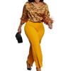 Women's Plus Size Printed Long Sleeved Shirt Temperament Elegant Wide Leg Pants Fashion Suit