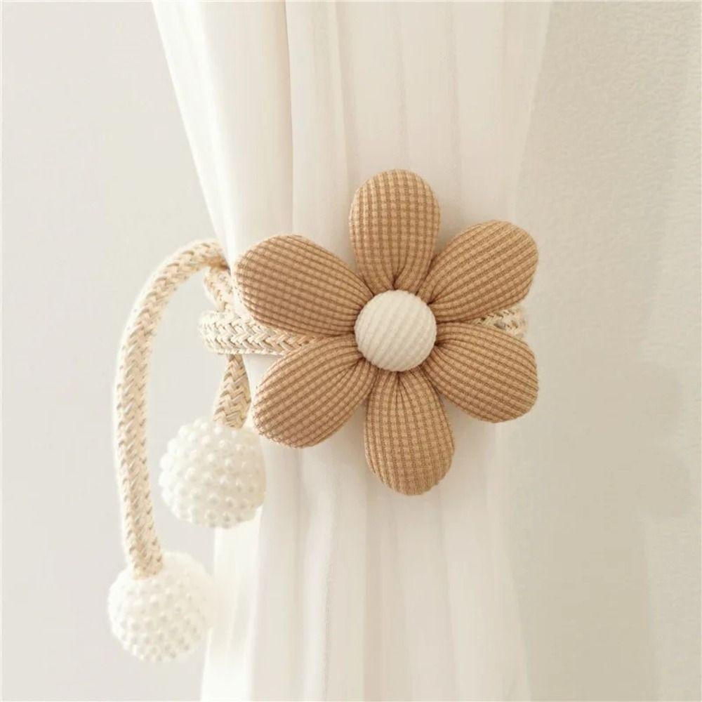 1PC Fibbia Magnetica Fibbia per Tenda Clip Moda Chiusura a Perla Forma di Fiore Fibbie per Tenda da Finestra Fermatenda Decorazione per la Casa