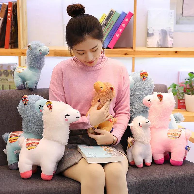 25cm Smiling Alpaca Llama Plush Toy Gentle Stuffed Animal Cute And Charming Adorable Toy Comfortable Throw Pillow Home Decoration designed for