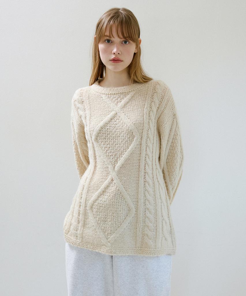 LETTERA Alpaca Wool Cable Knit_3Color
