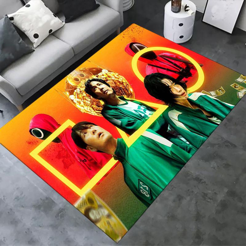 Squid Game Poster Carpet Rug for Living Room Bedroom Home Sofa Decoration,Kids play Non-slip Floor Mat