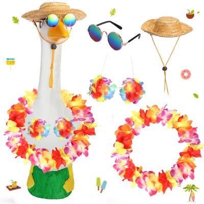 Hawaiian Holiday Doll Costume, Garland Hat Sunglasses Decoration Set, Holiday Decoration Set