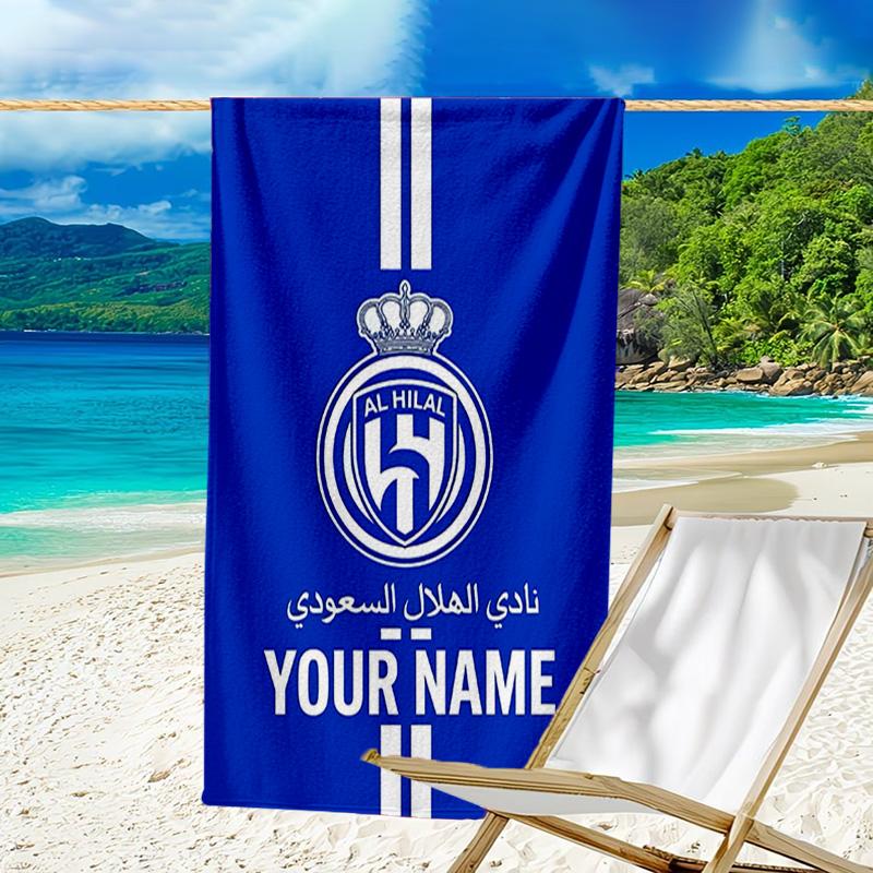 Custom Name Beach Towel Al Hilal FC Crest Beach Towel, Soft Microfiber, Gift for Her/Him, Birthday, for Pool, Beach, Travel, Fan gifts
