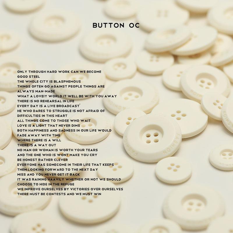 Letter Resin Four-Eye Buttons Black White Blazer Clothing Buttons Trench Coat Fur Coat Buttons