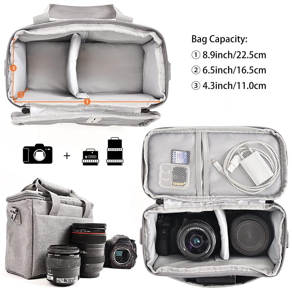 FOSOTO SLR Camera Shoulder Case for Canon EOS PowerShot Sony Nikon Coolpix and Waterproof Nylon with Rain Stylish Everyday Bag for Camera Storage Bag,