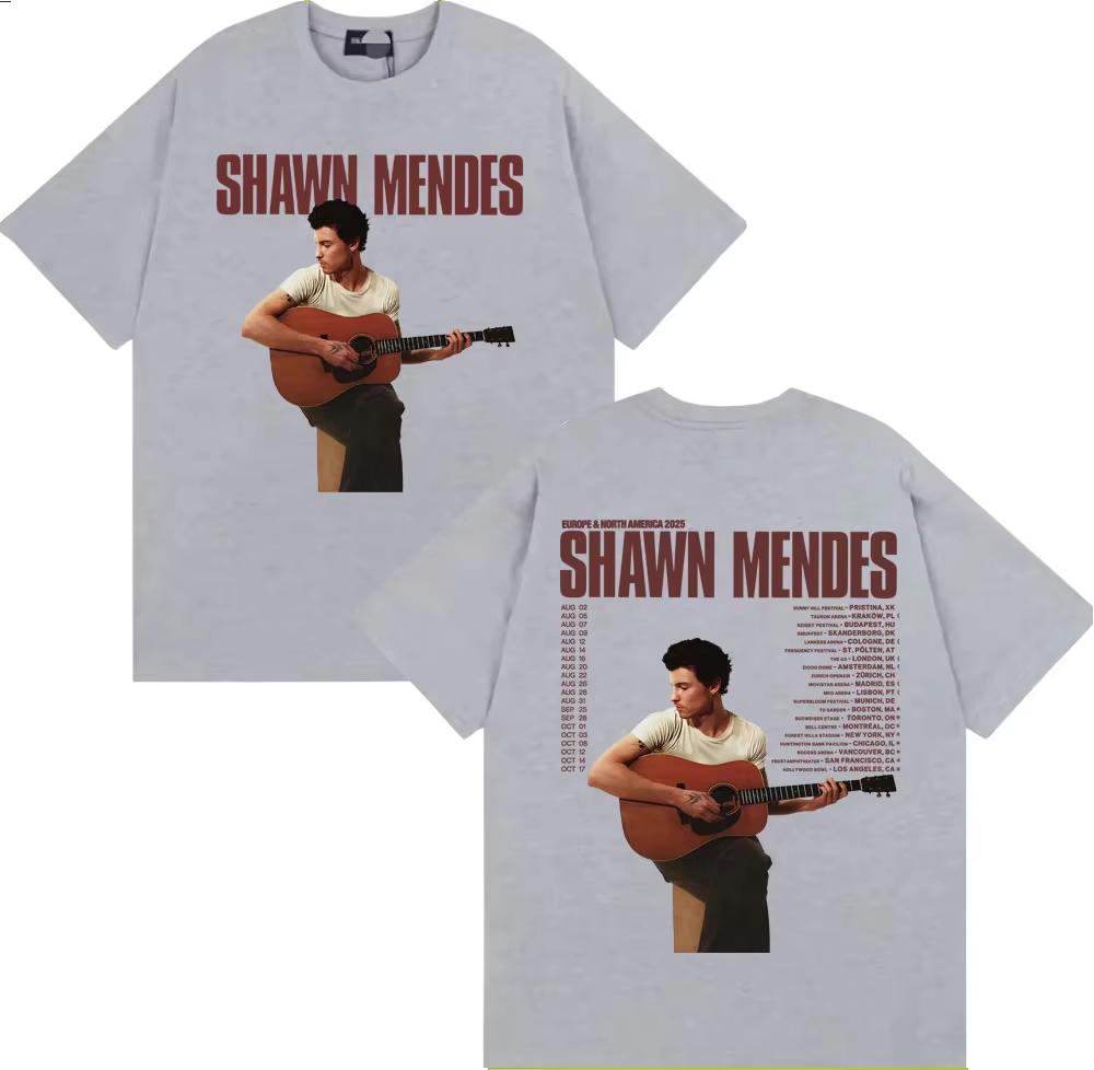Singer Shawn Mendes on The Road Again Tour Graphic Tshirts Mens Fashion Hip Hop Street T Shirt Casual Cozy pure Cotton Top