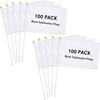 Remerry 100 Pieces Sublimation Flags Blank Small White Blank Flags On Stick for DIY Parades Birthday Party Decorations Wedding Events Celebration