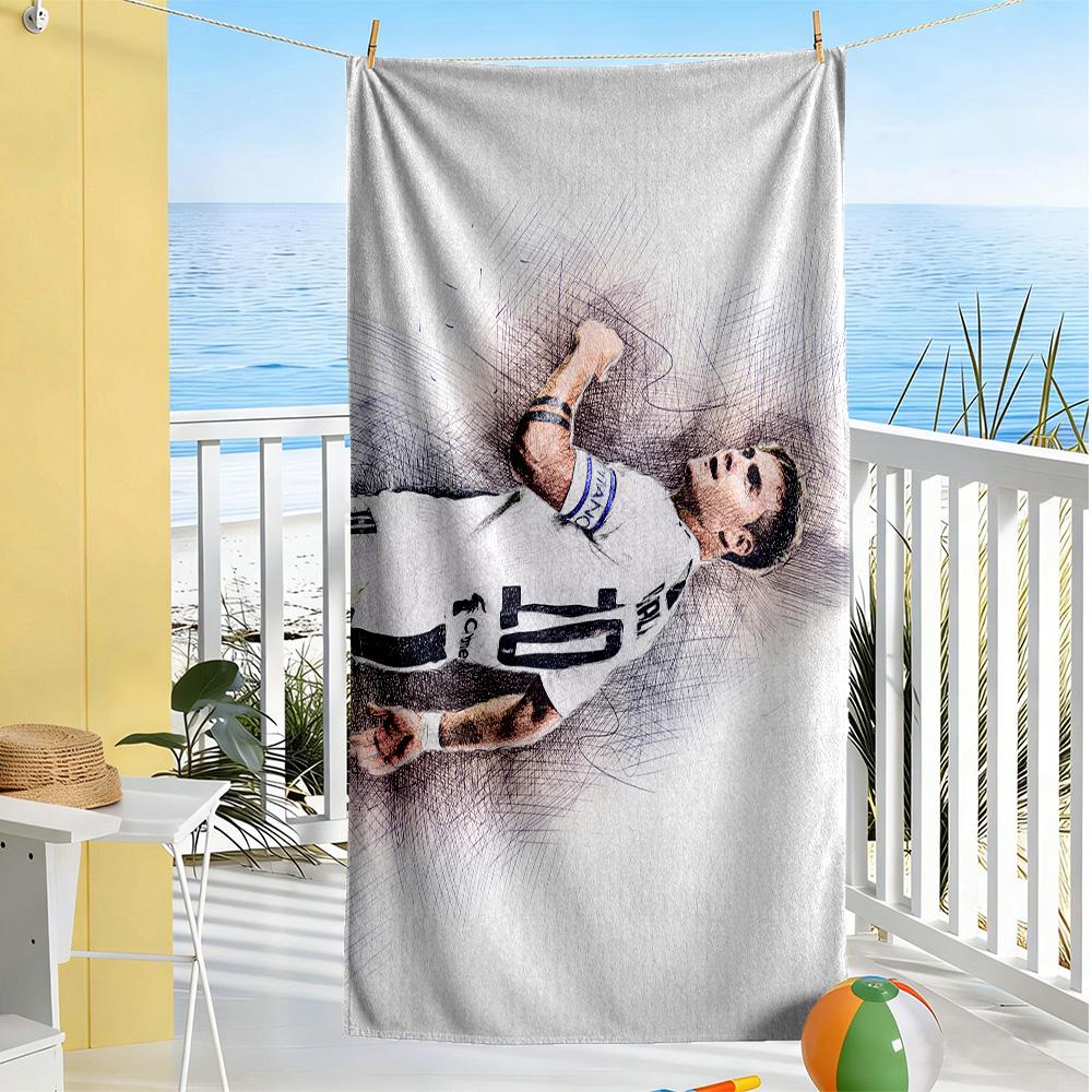 Football Stars Action Beach Towel High Absorbency & Quick-Dry Comfortable Lightweight Suitable for Swimming, Gym, Camping, Yoga Vacation