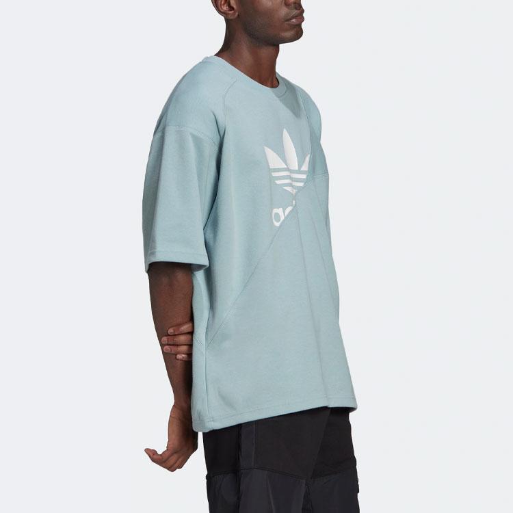 Adidas Tricou cu mânecă scurtă Originals Sport cu logo mare colorblock pentru bărbați, topuri, gri, verde, HC4509