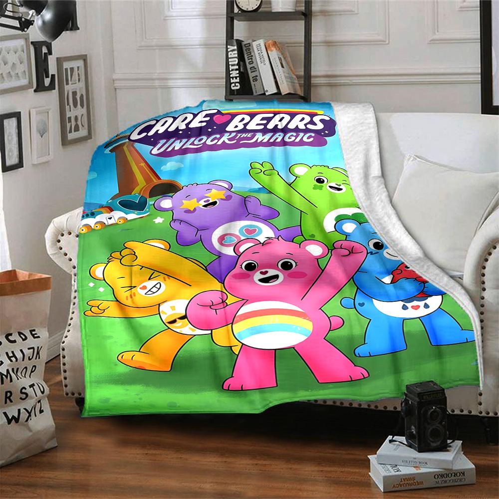 1pc Care Bears Unlock Magic Flannel Blanket for Super Soft Cute Comfort Blanket for Travel Bedding Couch Sofa Blanket Y73033