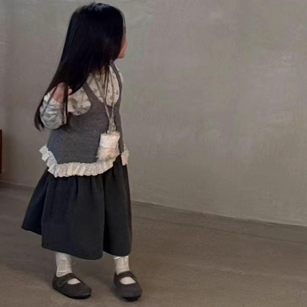 2025 Mädchen Trendiges Mode-Weste-Set im koreanischen Stil - Modisches Kinder-3-teiliges Outfit
