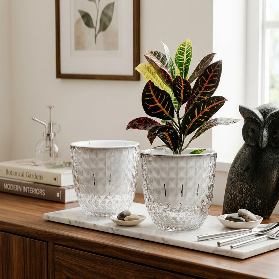 Self-Watering Plant Pots Self-Watering Pots,Double Layer Planter with Reservoir, Clear Flowerpot Decorative Pot for African