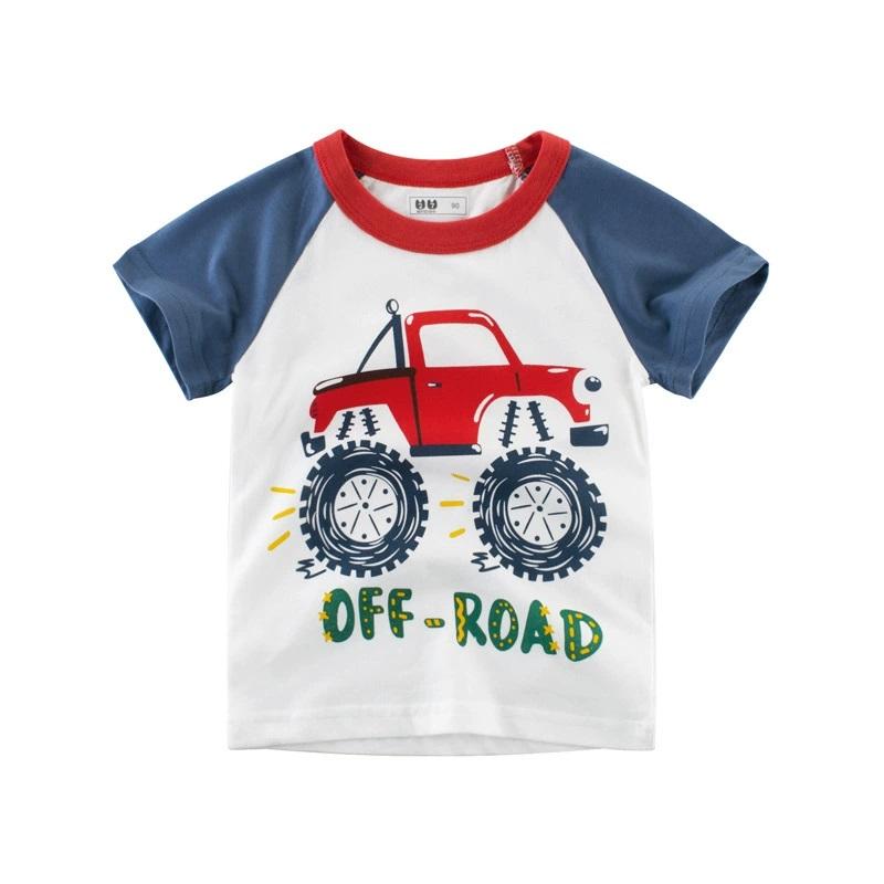 2-9 Years Children Short Sleeve T-shirts Korean Version Stripe Kids Clothing Boy Baby Cotton Tees Summer Cartoon Tops