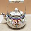 Thickened Chinese Style Enamel Teapot 2.5L Floral Enameled Tea Jug Pear-shaped Antiscald Handle Coffee Pot Gas Induction Cooker