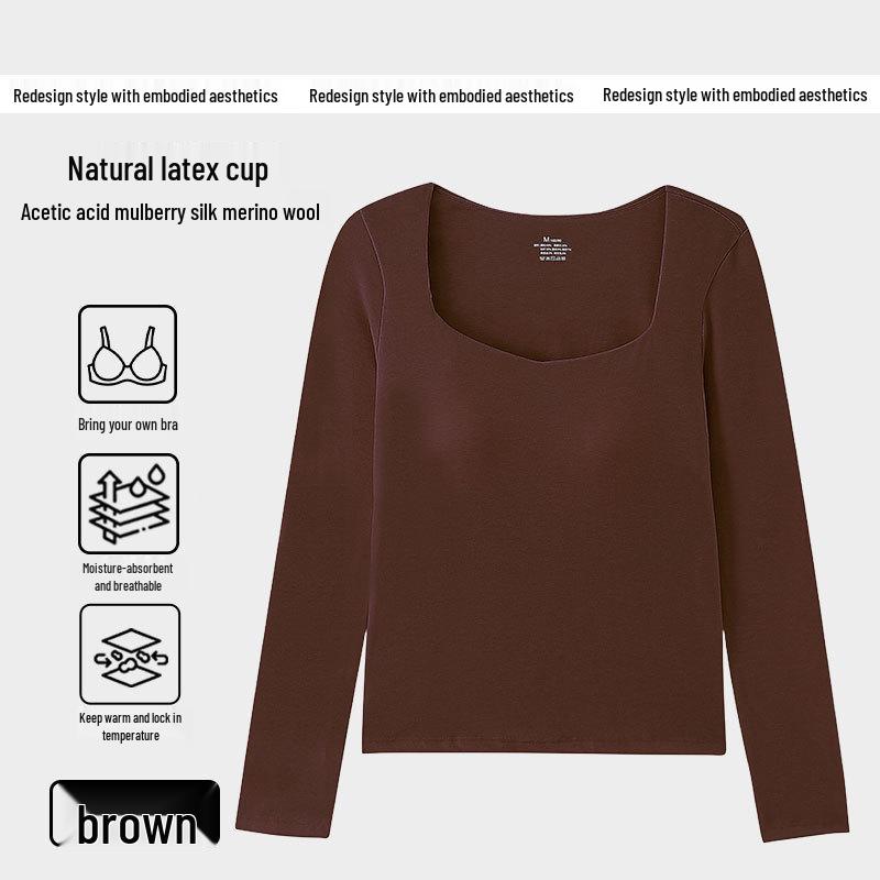 

Женский базовый слой из тутового шелка на флисовой подкладке с нагрудными вкладышами - Теплое осеннее нижнее белье с вырезом сердечко XXL (140-160 jin)