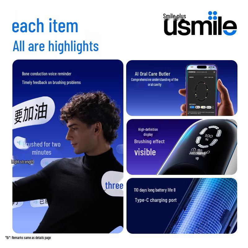 usmile F20 AI Smart Electric Toothbrush CN plug (adapter included)